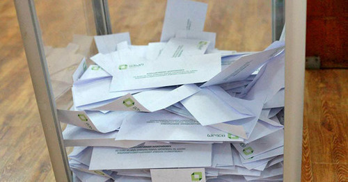 A basket for voting bulletins. Photo: the Central Election Commission of Georgia A basket for voting bulletins. Photo: the Central Election Commission of Georgia
