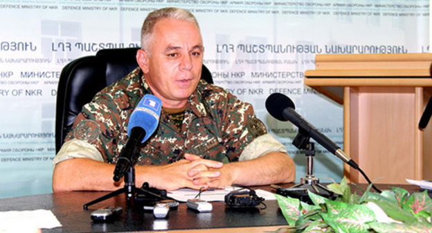 Levon Mnatsakanyan, Minister of Defence of Nagorno-Karabakh, at the press conference in Stepanakert on August 11, 2016. Photo by Alvard Grigoryan for the "Caucasian Knot" Levon Mnatsakanyan, Minister of Defence of Nagorno-Karabakh, at the press conference in Stepanakert on August 11, 2016. Photo by Alvard Grigoryan for the "Caucasian Knot"