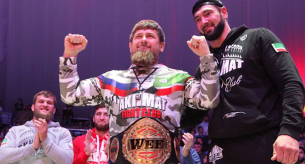 Ramzan Kadyrov (in the centre) at the Grand Prix Akhmat-2016 tournament in mixed martial arts (MMA). Grozny, May 2016. Photo http://www.grozny-inform.ru/news/health/72797/ Ramzan Kadyrov (in the centre) at the Grand Prix Akhmat-2016 tournament in mixed martial arts (MMA). Grozny, May 2016. Photo http://www.grozny-inform.ru/news/health/72797/