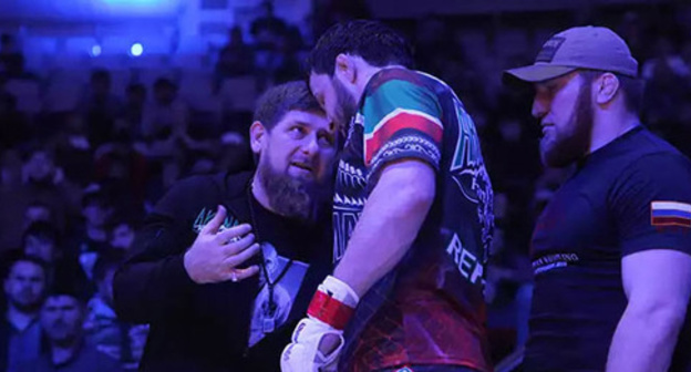 Ramzan Kadyrov (to the left) at the Grand Prix Akhmat-2016 tournament in mixed martial arts (MMA). Grozny, April 2016. Photo http://www.grozny-inform.ru/multimedia/photos/62469/ Ramzan Kadyrov (to the left) at the Grand Prix Akhmat-2016 tournament in mixed martial arts (MMA). Grozny, April 2016. Photo http://www.grozny-inform.ru/multimedia/photos/62469/