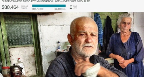 An announcement of the completion of a fundraising campaign intended to demine Nagorno-Karabakh. The Mezhdumyan local family. Halotrust.org An announcement of the completion of a fundraising campaign intended to demine Nagorno-Karabakh. The Mezhdumyan local family. Halotrust.org