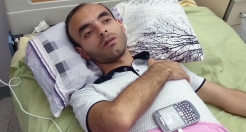 Rasim Aliev in the hospital. Screenshot of a video record of the interview with the journalist, Youtube.com/watch?t=10&v=wigU5a7vRHM Rasim Aliev in the hospital. Screenshot of a video record of the interview with the journalist, Youtube.com/watch?t=10&v=wigU5a7vRHM