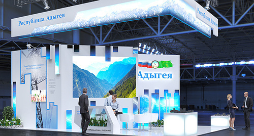 Exhibition stand of Adygeia at Investment Forum 'Sochi-2017'. Photo by press service of Adygeia Republic head. Exhibition stand of Adygeia at Investment Forum 'Sochi-2017'. Photo by press service of Adygeia Republic head.