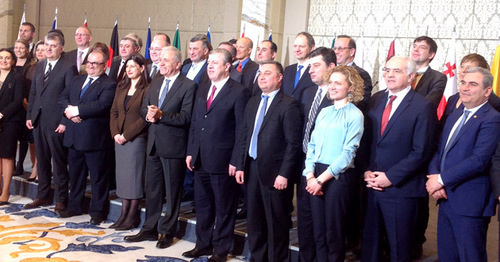Participants of the press-conference of EU represantatives in Georgia, Tbilisi, February 27, 2017. Photo by Galina Gotua for the 'Caucasian Knot'. Participants of the press-conference of EU represantatives in Georgia, Tbilisi, February 27, 2017. Photo by Galina Gotua for the 'Caucasian Knot'.