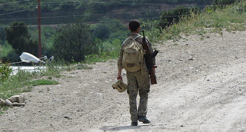 Soldier of Nagorny Karabakh Army in Martakert. Photo by Alvard Grigoryan for the 'Caucasian Knot'. Soldier of Nagorny Karabakh Army in Martakert. Photo by Alvard Grigoryan for the 'Caucasian Knot'.