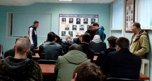 Detainees at police station in Oktyabrskaya Street. Photo by eyewitness provided by Krasnodar headquarters of Alexei Navalny. Detainees at police station in Oktyabrskaya Street. Photo by eyewitness provided by Krasnodar headquarters of Alexei Navalny.