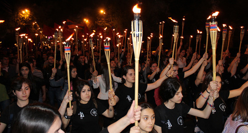 Torchlight procession dedicated to the memory of Armenian Genocide victims, Yerevan. Photo by Tigran Petrosyan for the 'Caucasian Knot'. Torchlight procession dedicated to the memory of Armenian Genocide victims, Yerevan. Photo by Tigran Petrosyan for the 'Caucasian Knot'.