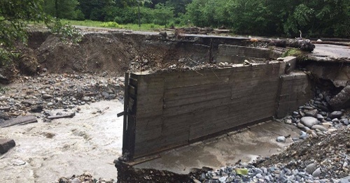 Bridge in North Ossetia destroyed by flooding after heavy rains in June 2017. Photo: Dzerassa Biazarti, http://sputnik-ossetia.ru/North_Ossetia/20170621/4351156.html Bridge in North Ossetia destroyed by flooding after heavy rains in June 2017. Photo: Dzerassa Biazarti, http://sputnik-ossetia.ru/North_Ossetia/20170621/4351156.html