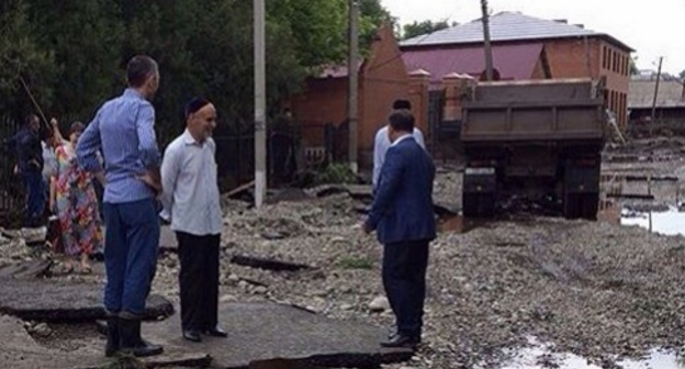 Destroyed road in Ekazhevo. Photo: Ingushavtodor Destroyed road in Ekazhevo. Photo: Ingushavtodor