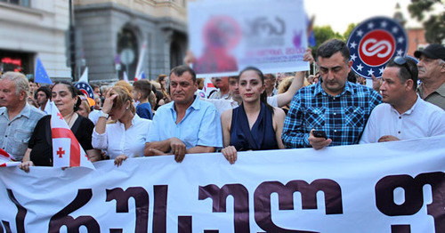 The rally against xenophobia, organized by the "European Georgia" Party. Tbilisi, July 23, 2017. Photo by Inna Kukudzhanova for "Caucasian Knot" The rally against xenophobia, organized by the "European Georgia" Party. Tbilisi, July 23, 2017. Photo by Inna Kukudzhanova for "Caucasian Knot"
