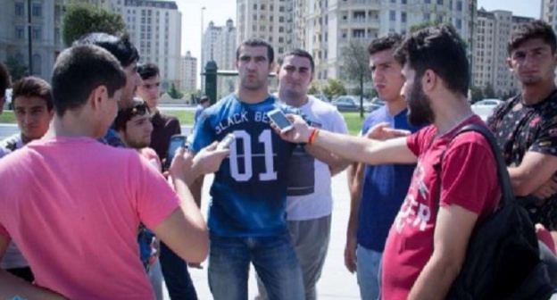 Wrestlers of the Azerbaijani national team at the protest action. Photo: http://www.contact.az/ext/news/2017/7/free/Social/ru/64464.htm Wrestlers of the Azerbaijani national team at the protest action. Photo: http://www.contact.az/ext/news/2017/7/free/Social/ru/64464.htm