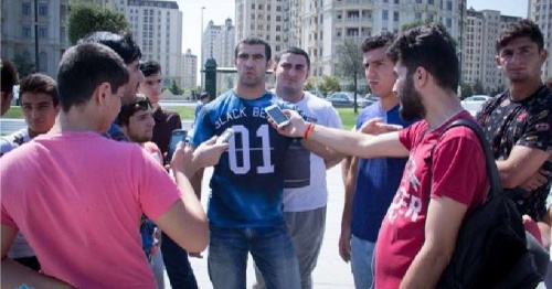 Wrestlers of the Azerbaijani national team at the protest action. Photo: http://www.contact.az/ext/news/2017/7/free/Social/ru/64464.htm Wrestlers of the Azerbaijani national team at the protest action. Photo: http://www.contact.az/ext/news/2017/7/free/Social/ru/64464.htm