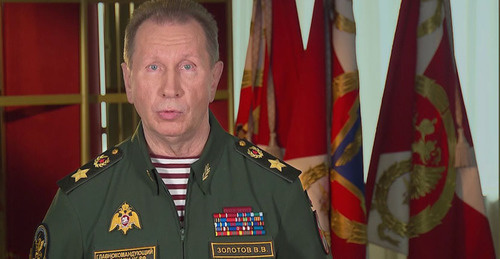 Victor Zolotov. Screenshot of video posted by user Federal Service of the National Guard troops of the Russian Federation, https://www.youtube.com/channel/UC-TedW7Z_ekP-5gY4DWdzmw Victor Zolotov. Screenshot of video posted by user Federal Service of the National Guard troops of the Russian Federation, https://www.youtube.com/channel/UC-TedW7Z_ekP-5gY4DWdzmw