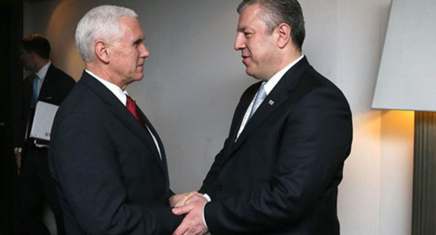 Mike Pence and Giorgi Margvelashvili (right). Photo: FB/Giorgi Kvirikashvili Mike Pence and Giorgi Margvelashvili (right). Photo: FB/Giorgi Kvirikashvili