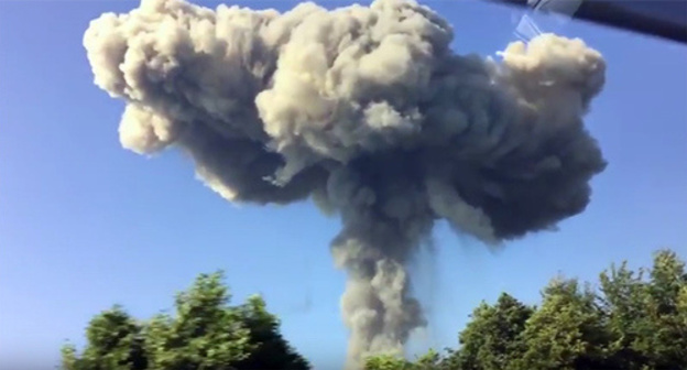 Explosion at ammunition depot in Abkhazia, August 2, 2017. Still picture of video posted by VladVlogs https://www.youtube.com/watch?v=gBF83XsFyGw Explosion at ammunition depot in Abkhazia, August 2, 2017. Still picture of video posted by VladVlogs https://www.youtube.com/watch?v=gBF83XsFyGw