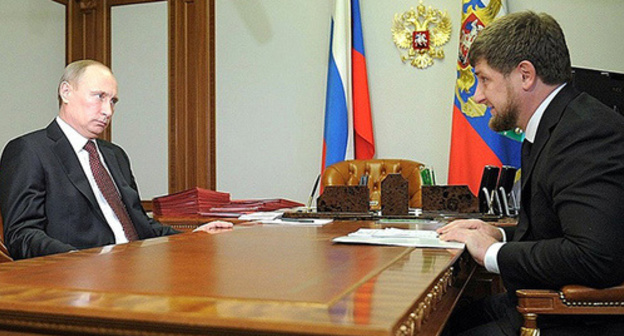 Russian President Vladimir Putin at the meeting with the Chechen leader Ramzan Kadyrov. Photo http://kremlin.ru/events/president/news/17444 Russian President Vladimir Putin at the meeting with the Chechen leader Ramzan Kadyrov. Photo http://kremlin.ru/events/president/news/17444