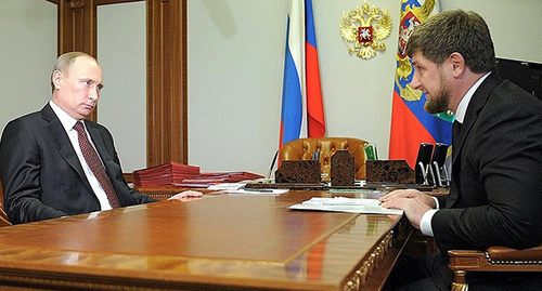 Russian President Vladimir Putin at the meeting with the Chechen leader Ramzan Kadyrov. Photo http://kremlin.ru/events/president/news/17444 Russian President Vladimir Putin at the meeting with the Chechen leader Ramzan Kadyrov. Photo http://kremlin.ru/events/president/news/17444