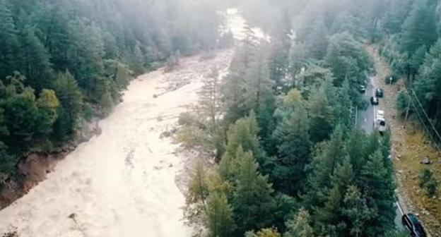 Road destroyed by mudflow in the zone of Mount Elbrus, August 2017. Screenshot of video: https://www.youtube.com/watch?v=P5oKUMQGIMU Road destroyed by mudflow in the zone of Mount Elbrus, August 2017. Screenshot of video: https://www.youtube.com/watch?v=P5oKUMQGIMU