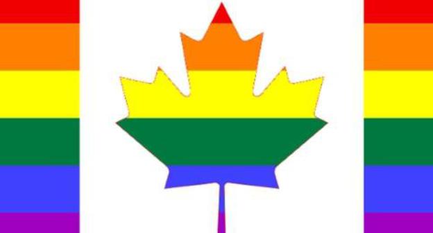 The Canadian flag painted in the LGBT rainbow colors. Photo: http://mysocalledgaylife.co.uk The Canadian flag painted in the LGBT rainbow colors. Photo: http://mysocalledgaylife.co.uk