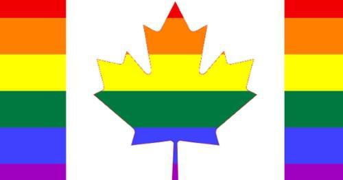 The Canadian flag painted in the LGBT rainbow colors. Photo: http://mysocalledgaylife.co.uk The Canadian flag painted in the LGBT rainbow colors. Photo: http://mysocalledgaylife.co.uk