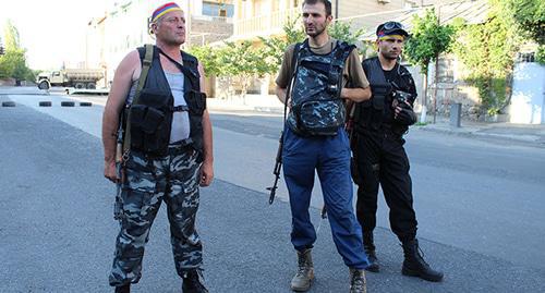 Members of the "Sasna Tsrer" unit, Yerevan, July 23, 2016. Photo by Tigran Petrosyan for the Caucasian Knot. Members of the "Sasna Tsrer" unit, Yerevan, July 23, 2016. Photo by Tigran Petrosyan for the Caucasian Knot.