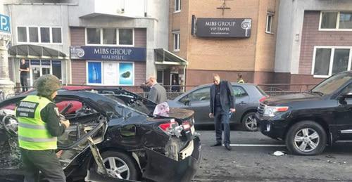 At the site where Timur Makhauri was killed in a car explosion, Kiev, September 8, 2017. Photo: RFE/RL At the site where Timur Makhauri was killed in a car explosion, Kiev, September 8, 2017. Photo: RFE/RL