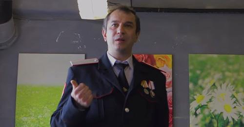 Cossack Yevgeny Panchuk. Screenshot of video provided by Navalny's campaign office in Krasnodar: https://www.youtube.com/watch?v=UZ7-Sza5Wn4 Cossack Yevgeny Panchuk. Screenshot of video provided by Navalny's campaign office in Krasnodar: https://www.youtube.com/watch?v=UZ7-Sza5Wn4