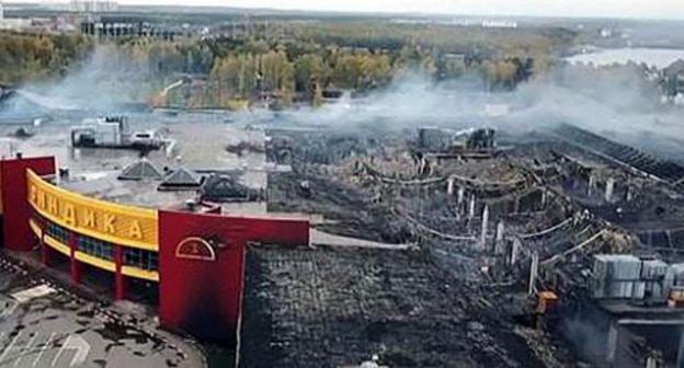 "Sindika" shopping centre after fire. Screenshot: vesti.ru "Sindika" shopping centre after fire. Screenshot: vesti.ru