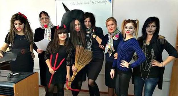 Halloween celebration by students in Dagestan. Photo: http://derbent.bezformata.ru/listnews/prazdnik-halloween/26333003/ Halloween celebration by students in Dagestan. Photo: http://derbent.bezformata.ru/listnews/prazdnik-halloween/26333003/