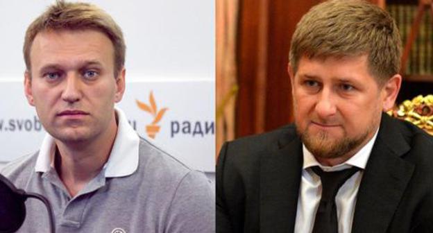 Alexei Navalny and Ramzan Kadyrov. Collage by the "Caucasian Knot". Photo: RFE/RL, https://ru.wikipedia.org Alexei Navalny and Ramzan Kadyrov. Collage by the "Caucasian Knot". Photo: RFE/RL, https://ru.wikipedia.org