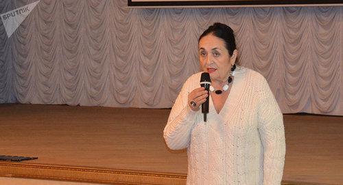 Sulieta Kusova before the screening at the 11th North-Caucasian Open Film and TV Festival "Kunaki". Photo © Sputnik. Amra Amichba
http://sputnik-abkhazia.ru/Abkhazia/20171115/1022413759/kunaki-otkrylis-bolee-50-filmov-pokazhut-na-festivale-v-suxume.html