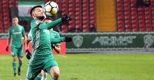 A player of the FC "Akhmat" Grozny. Photo by the press service of the FC "Akhmat" http://fc-akhmat.ru/page/9198 A player of the FC "Akhmat" Grozny. Photo by the press service of the FC "Akhmat" http://fc-akhmat.ru/page/9198