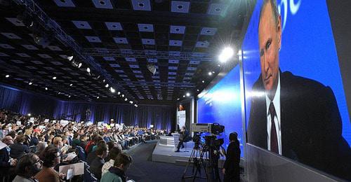 Big annual press conference of Vladimir Putin. December 17, 2017. Photo by the press service of the Russian President http://kremlin.ru Big annual press conference of Vladimir Putin. December 17, 2017. Photo by the press service of the Russian President http://kremlin.ru