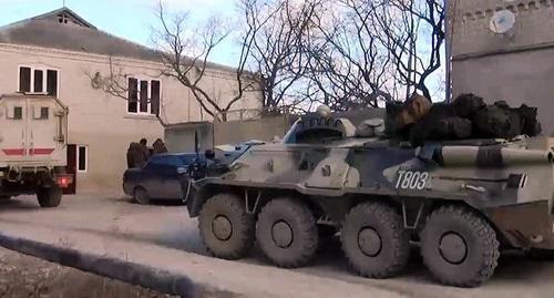 Military vehicles during the special operation. Photo by the press service of Russia's National Anti-Terrorism Committee http://nac.gov.ru/kontrterroristicheskie-operacii/v-dagestane-v-hode-kto-neytralizovany-troe.html Military vehicles during the special operation. Photo by the press service of Russia's National Anti-Terrorism Committee http://nac.gov.ru/kontrterroristicheskie-operacii/v-dagestane-v-hode-kto-neytralizovany-troe.html