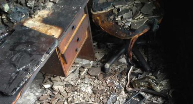 Office of the Human Rights Centre (HRC) "Memorial" in Ingushetia after fire. Photo: HRC "Memorial" Office of the Human Rights Centre (HRC) "Memorial" in Ingushetia after fire. Photo: HRC "Memorial"