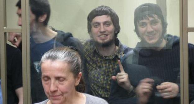 The defedants in the case of the so-called "Ordjonikidze Jamaat": Ilez Torchkhoev, Lechi Gadamauri, Timur Matiev. Photo by Konstantin Volgin for the "Caucasian Knot" The defedants in the case of the so-called "Ordjonikidze Jamaat": Ilez Torchkhoev, Lechi Gadamauri, Timur Matiev. Photo by Konstantin Volgin for the "Caucasian Knot"