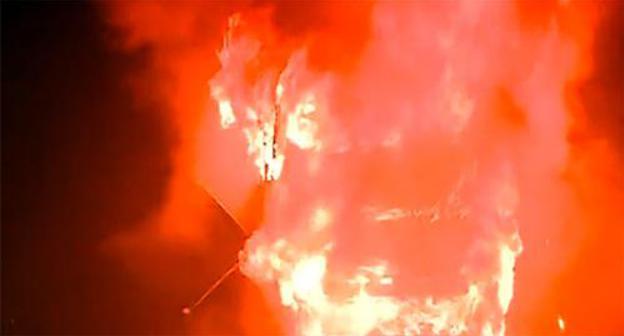 The bus which caught fire. Photo: screenshot of the video http://rustavi2.ge/en/news/96242 The bus which caught fire. Photo: screenshot of the video http://rustavi2.ge/en/news/96242