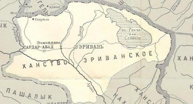 The Erivan Khanate on the map of the war in Transcaucasian territory (1809-1817) with the borders according to the Treaty of Gulistan. Tiflis, 1902. Photo: public domain, https://ru.wikipedia.org/ The Erivan Khanate on the map of the war in Transcaucasian territory (1809-1817) with the borders according to the Treaty of Gulistan. Tiflis, 1902. Photo: public domain, https://ru.wikipedia.org/