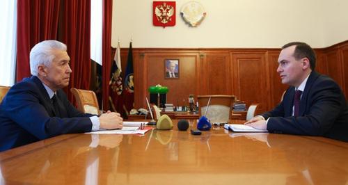 Vladimir Vasiliev and Artyom Zdunov, Makhachkala, February 14, 2018. Photo: press service of Dagestani leadership Vladimir Vasiliev and Artyom Zdunov, Makhachkala, February 14, 2018. Photo: press service of Dagestani leadership