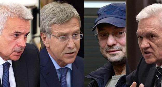 Vagit Alekperov, Leonid Mikhelson, Suleiman Kerimov and Gennady Timchenko (to the right). Photo collage by the "Caucasian Knot". Russian Presidential Press and Information Office https://ru.wikipedia.org, Kremlin.ru https://ru.wikipedia.org, REUTERS/Stringer Vagit Alekperov, Leonid Mikhelson, Suleiman Kerimov and Gennady Timchenko (to the right). Photo collage by the "Caucasian Knot". Russian Presidential Press and Information Office https://ru.wikipedia.org, Kremlin.ru https://ru.wikipedia.org, REUTERS/Stringer