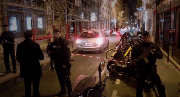 Police at the site of the terror act in Paris on May 12, 2018. Photo: screenshot of the report by Reuters Police at the site of the terror act in Paris on May 12, 2018. Photo: screenshot of the report by Reuters