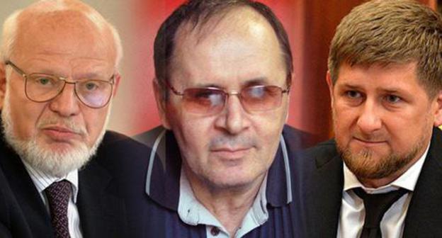 Mikhail Fedotov, Oyub Titiev, Ramzan Kadyrov. Photo by kremlin.ru, Mariya Shischenkova from the archive of the Human Rights Centre 'Memorial', collage by the "Caucasian Knot" Mikhail Fedotov, Oyub Titiev, Ramzan Kadyrov. Photo by kremlin.ru, Mariya Shischenkova from the archive of the Human Rights Centre 'Memorial', collage by the "Caucasian Knot"