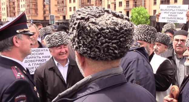 Rally with the demand of direct election of the head of Ingushetia held on June 2, 2018. Screenshot of the video https://www.youtube.com/watch?v=rwO3UoPBBQY Rally with the demand of direct election of the head of Ingushetia held on June 2, 2018. Screenshot of the video https://www.youtube.com/watch?v=rwO3UoPBBQY