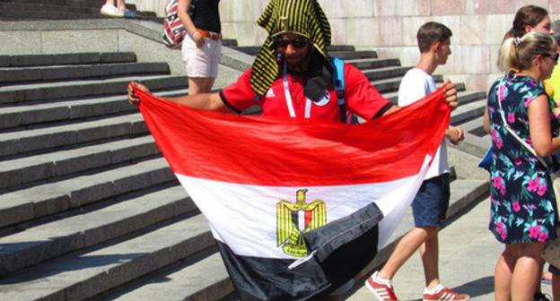 An Egyptian football fan. Volgograd, June 25, 2018. Photo by Vyacheslav Yaschenko for the "Caucasian Knot" An Egyptian football fan. Volgograd, June 25, 2018. Photo by Vyacheslav Yaschenko for the "Caucasian Knot"