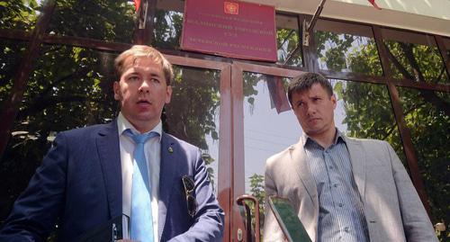 Titiev’s advocates Novikov and Zaikin at the Shali City Court. Photo is provided by HRC "Memorial". Titiev’s advocates Novikov and Zaikin at the Shali City Court. Photo is provided by HRC "Memorial".