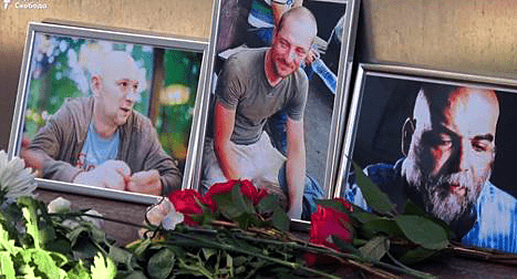 Photos of journalists Orkhan Djemal, Alexander Rastorguev, and Kirill Radchenko. Screenshot of the video https://www.youtube.com/watch?v=5hwZkvS0U90 Photos of journalists Orkhan Djemal, Alexander Rastorguev, and Kirill Radchenko. Screenshot of the video https://www.youtube.com/watch?v=5hwZkvS0U90