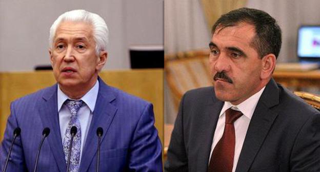 Vladimir Vasiliev and Yunus-Bek Evkurov. Photo: premier.gov.ru, Kremlin.ru. Collage by the Caucasian Knot Vladimir Vasiliev and Yunus-Bek Evkurov. Photo: premier.gov.ru, Kremlin.ru. Collage by the Caucasian Knot