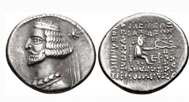 Silver coin with a portrait of Mithridates III of Parthia, 57-54 BC. A similar coin was stolen from the Tigranakert Museum on September 27, 2018. Photo from online auction website: https://www.cngcoins.com/Coin.aspx?CoinID=190499 Silver coin with a portrait of Mithridates III of Parthia, 57-54 BC. A similar coin was stolen from the Tigranakert Museum on September 27, 2018. Photo from online auction website: https://www.cngcoins.com/Coin.aspx?CoinID=190499