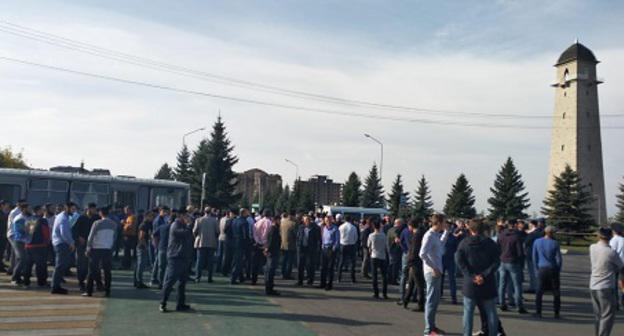A protest action in Magas, October 4, 2018. Photo taken by one of the activists for the "Caucasian Knot" A protest action in Magas, October 4, 2018. Photo taken by one of the activists for the "Caucasian Knot"