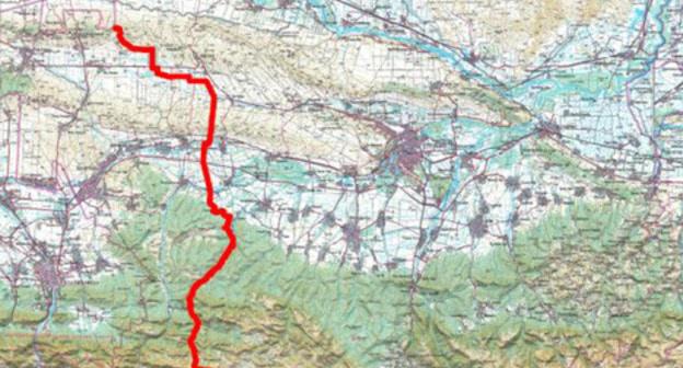 Map of the new border between Chechnya and Ingushetia. Photo by the press service of the government of Ingushetia Map of the new border between Chechnya and Ingushetia. Photo by the press service of the government of Ingushetia